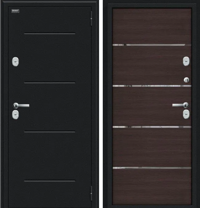 Фото Дверь Браво Thermo Лайн Букле черное/Wenge Veralinga DIS006129