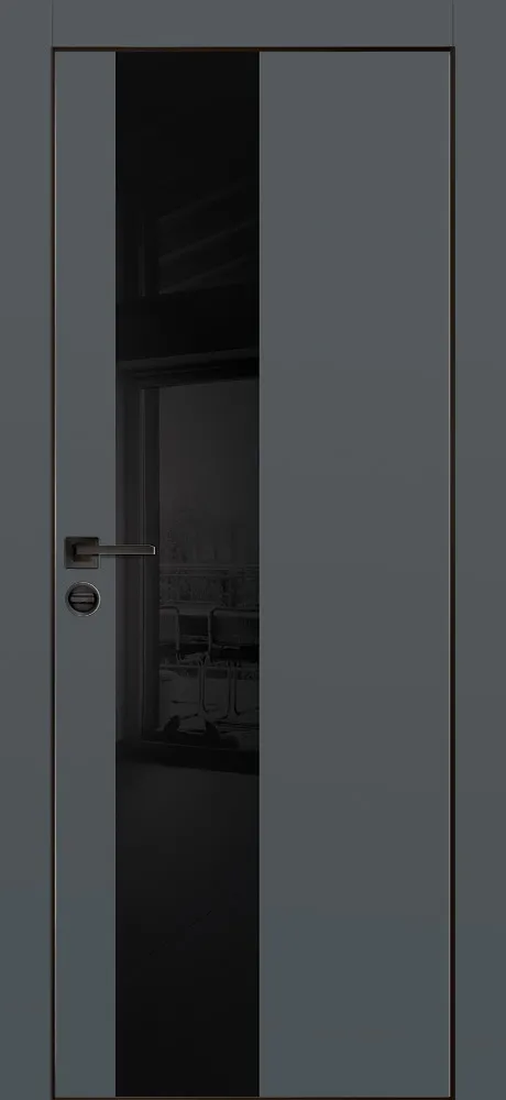 Фото Межкомнатная дверь PX-6 черная кромка с 4-х ст. Графит матовый
